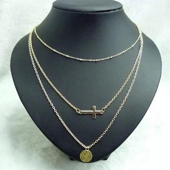 Layered Necklace With Cross