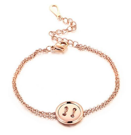 Beautiful Stainless Steel 18ct Plated Button Bracelet