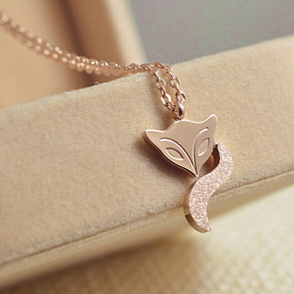 Stainless Steel Gold Plated Fox Necklace