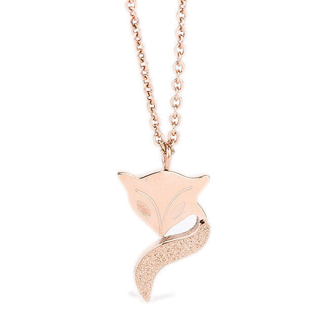 Stainless Steel Gold Plated Fox Necklace