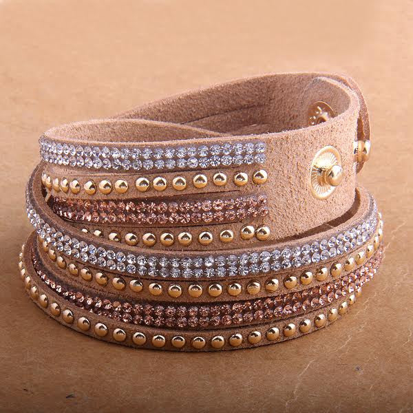 Leather crystal bracelet discount