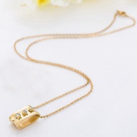 Gold Plated Stainless Steel Diamanté Necklace