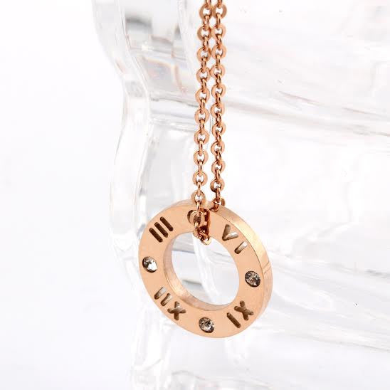 Roman Numeral Diamanté Pendant