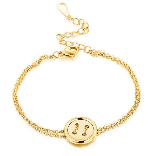 Beautiful Stainless Steel 18ct Plated Button Bracelet
