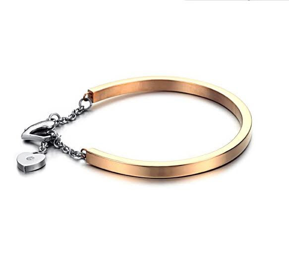 Solid Stainless Steel 18ct Gold Plated Cuff Bangle