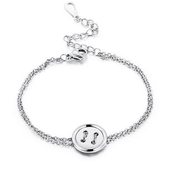 Beautiful Stainless Steel 18ct Plated Button Bracelet