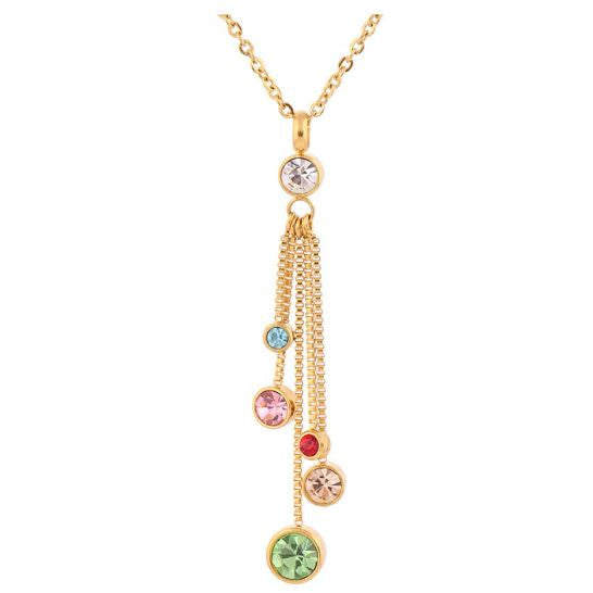 Fabergé Style 18ct Gold Plated Diamanté Drop Necklace