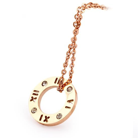 Roman Numeral Diamanté Pendant