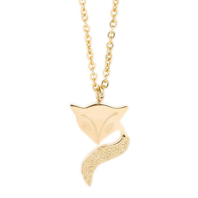 Stainless Steel Gold Plated Fox Necklace