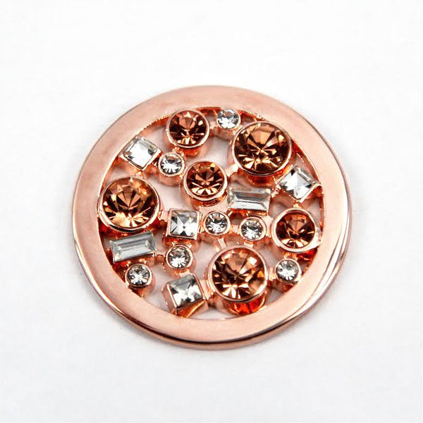 Rose Gold Plated Disk with Diamanté Stones