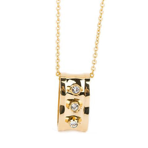 Gold Plated Stainless Steel Diamanté Necklace