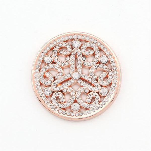 Diamanté & Rose Gold Plated Disk with Swirls